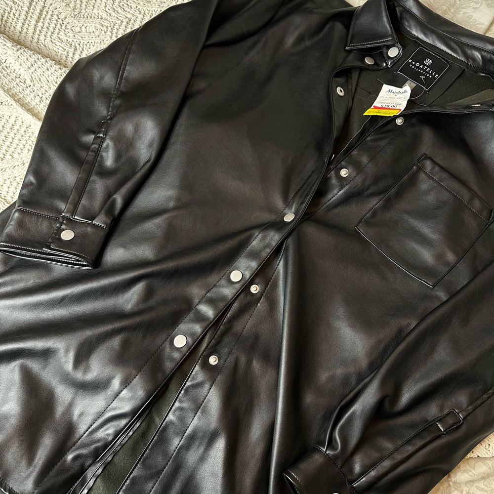 Soft Faux Leather Oversized Shirt